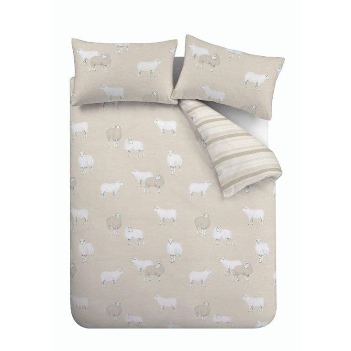 Catherine Lansfield Sheep Quilt Set Brushed| Natural