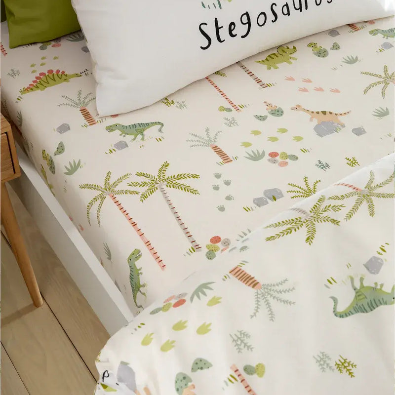 Catherine Lansfield Sleepy Dino Fitted Sheet| Green