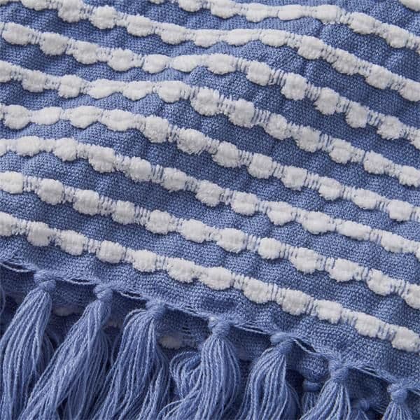 Catherine Lansfield Stab Stitch Throw | Blue