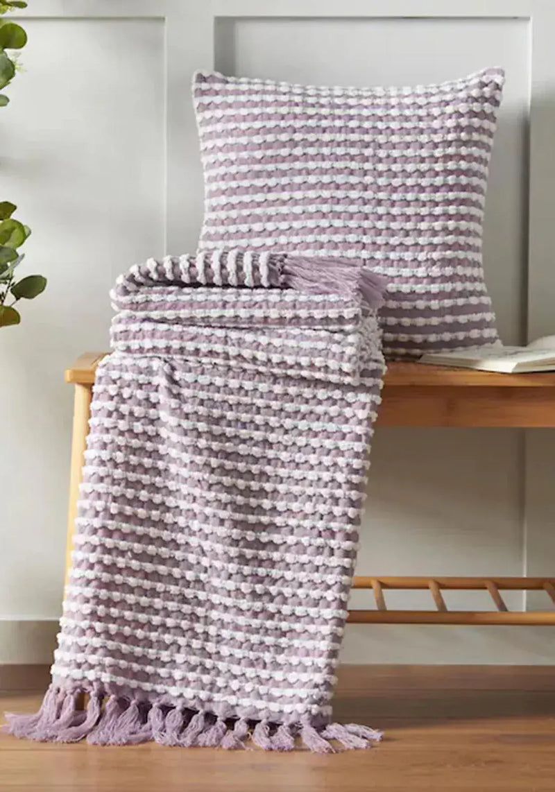 Catherine Lansfield Stab Stitch Throw | Lilac