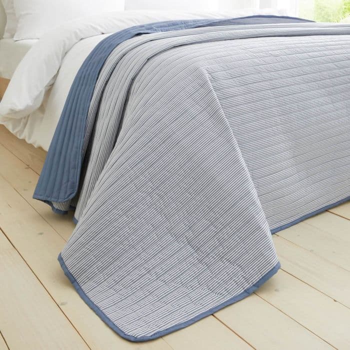 Catherine Lansfield Stripe Bedspread 220x230cm | Blue