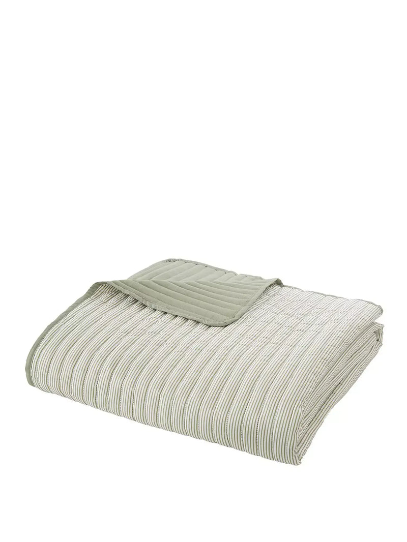 Catherine Lansfield Stripe Bedspread 220x230cm | Green