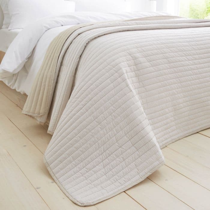 Catherine Lansfield Stripe Bedspread 220x230cm | Natural
