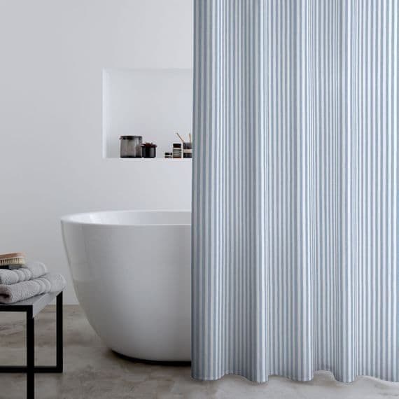 Catherine Lansfield Timeless Stripe Shower Curtain | Blue