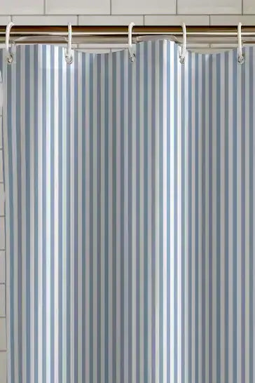 Catherine Lansfield Timeless Stripe Shower Curtain | Blue