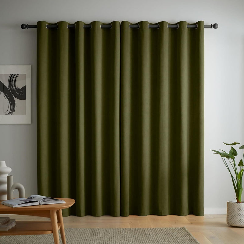 Catherine Lansfield Wilson BO Thermal Curtains| Olive