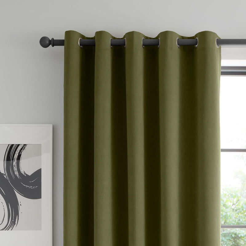 Catherine Lansfield Wilson BO Thermal Curtains| Olive