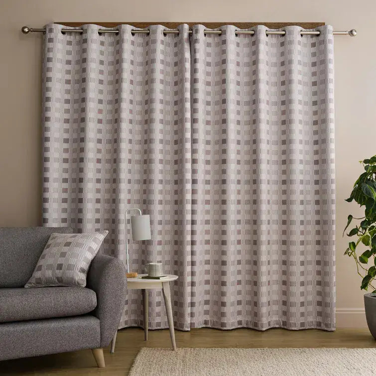 Catherine Lansfield Wilson Check Blackout Curtains | Natural