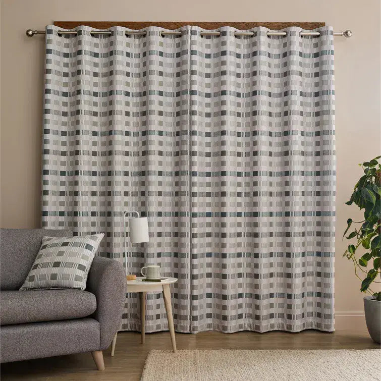 Catherine Lansfield Wilson Check Blackout Curtains | Sage
