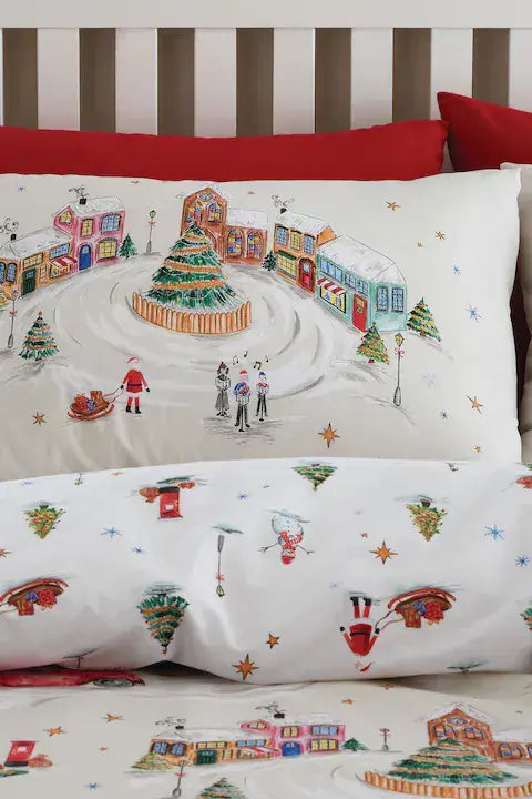 Catherine Lansfield  XMass Town Quilt Set  | Natural