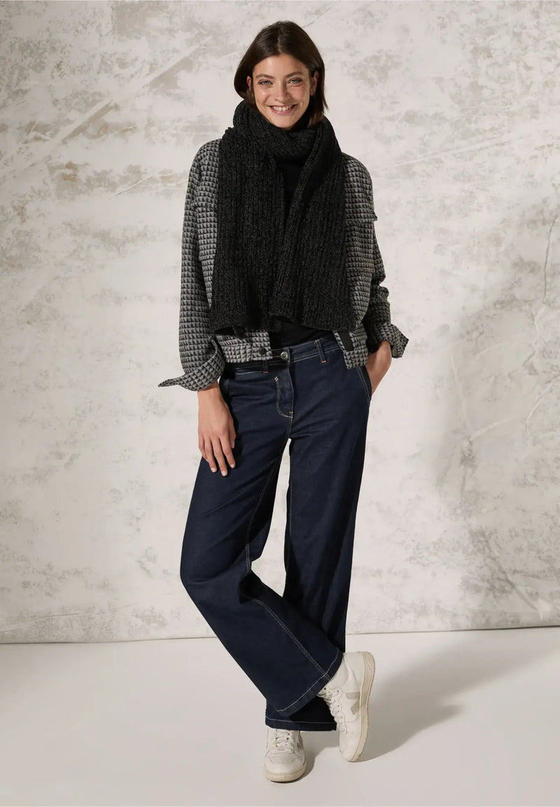 CECIL Chenille Knit Scarf   | Black 572652