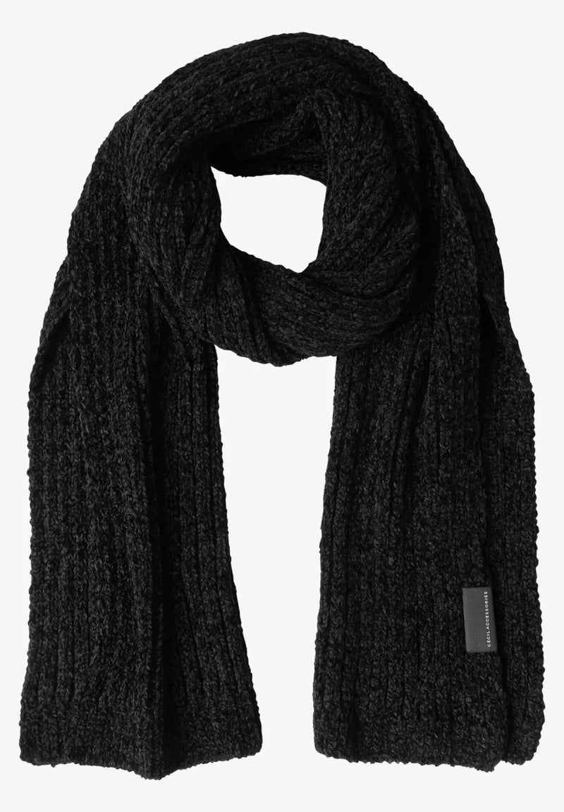 CECIL Chenille Knit Scarf   | Black 572652