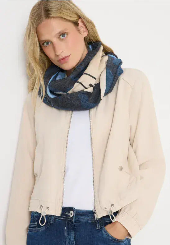 CECIL Cozy Print Loop Scarf | Dark Blue 572903
