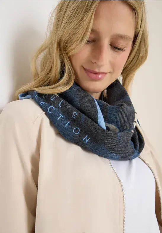 CECIL Cozy Print Loop Scarf | Dark Blue 572903