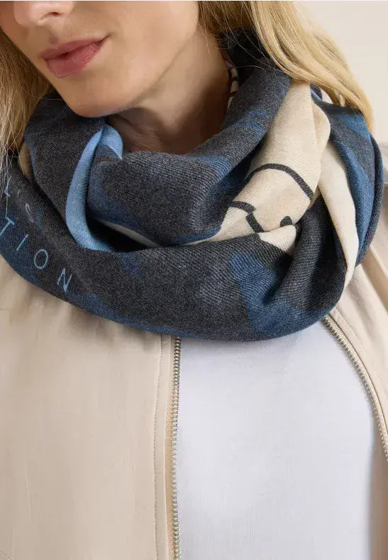 CECIL Cozy Print Loop Scarf | Dark Blue 572903
