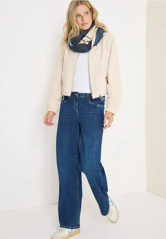 CECIL Cozy Print Loop Scarf | Dark Blue 572903