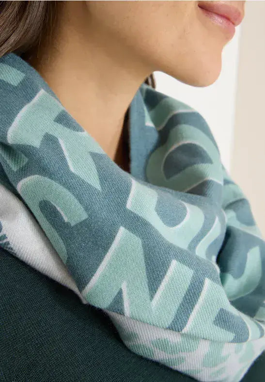 CECIL Cozy Print  Loop Scarf  | Mint Green 572967