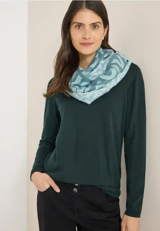 CECIL Cozy Print  Loop Scarf  | Mint Green 572967
