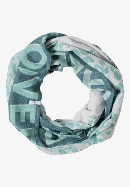 CECIL Cozy Print  Loop Scarf  | Mint Green 572967