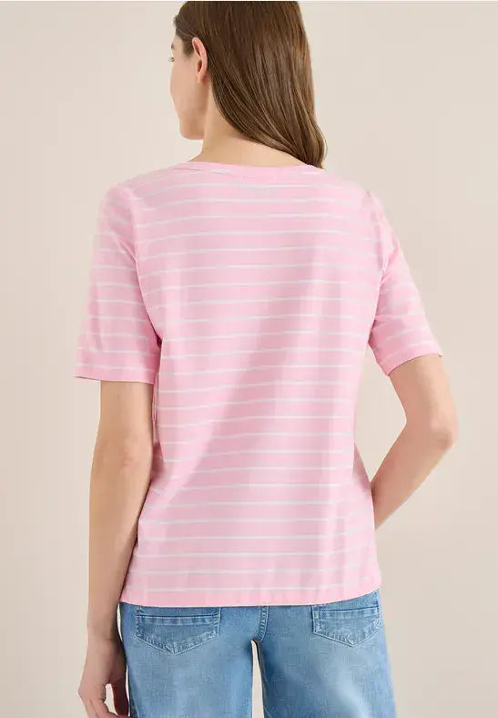 CECIL  Enjoue Stripe FP T- Shirt | Rose 324823
