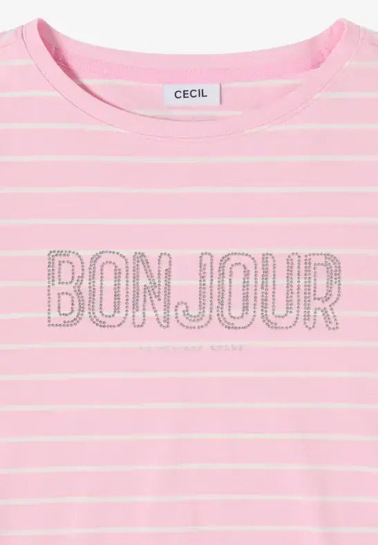 CECIL  Enjoue Stripe FP T- Shirt | Rose 324823
