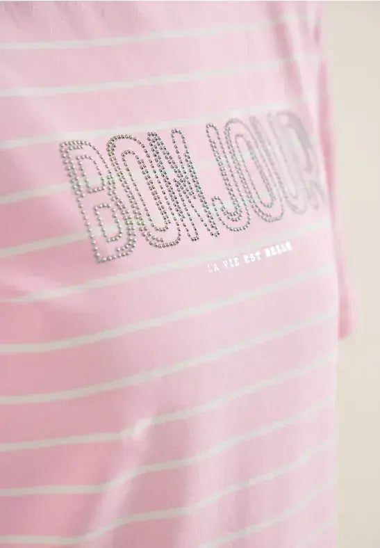 CECIL  Enjoue Stripe FP T- Shirt | Rose 324823