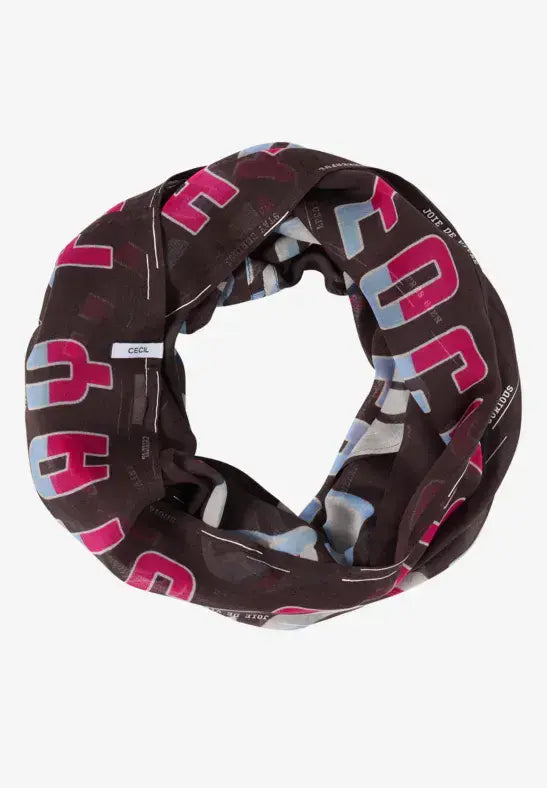 CECIL Foil Print  Loop Scarf | Brown 573085