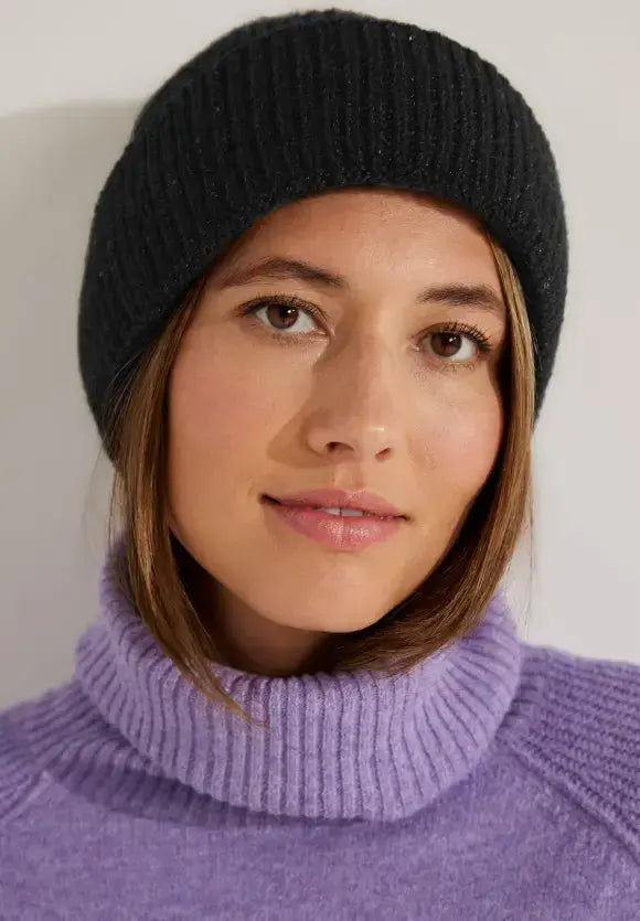 CECIL Knit Cap  Sequins & Lurex  | Black 572288