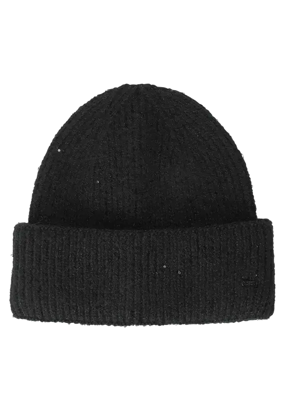 CECIL Knit Cap  Sequins & Lurex  | Black 572288