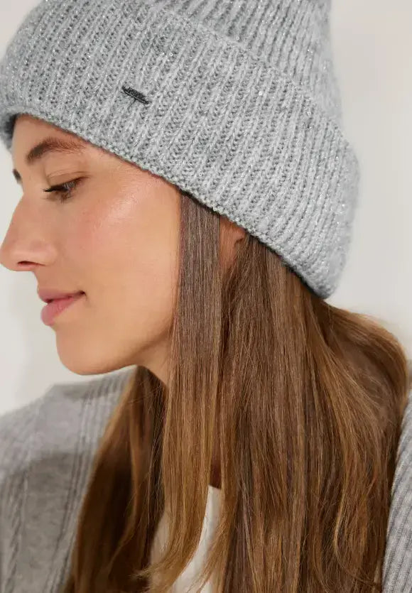 CECIL Knit Cap  Sequins & Lurex  | Grey 572288