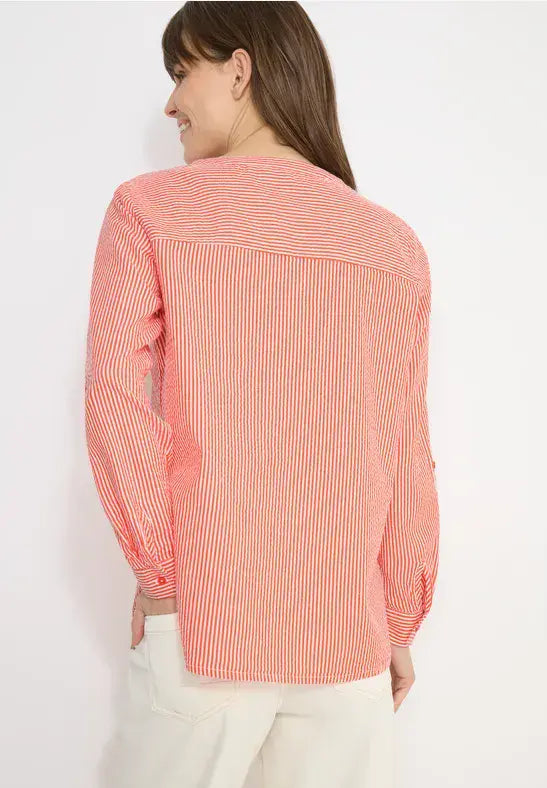 CECIL Seersucker  Stripe Blouse | Orange 346354