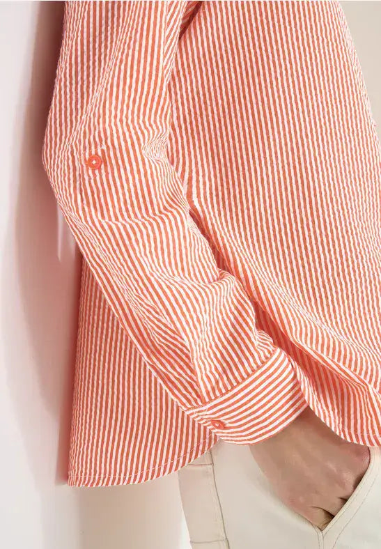 CECIL Seersucker  Stripe Blouse | Orange 346354