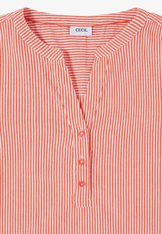 CECIL Seersucker  Stripe Blouse | Orange 346354
