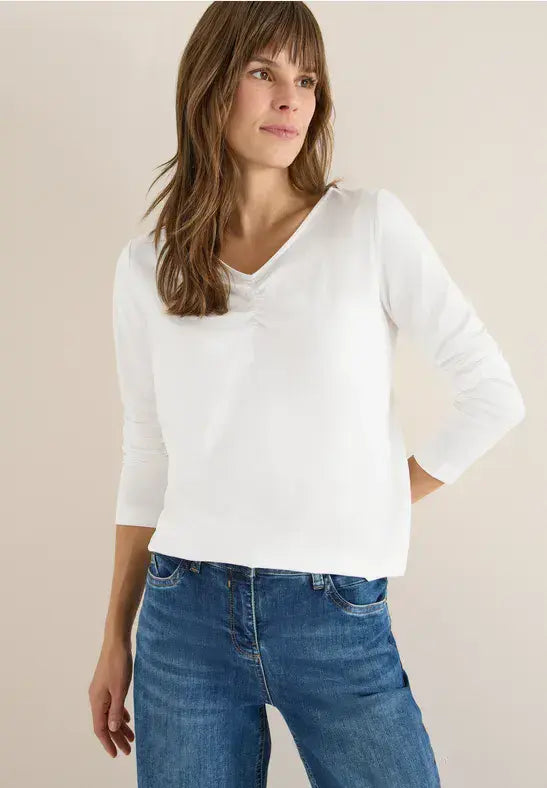 CECIL Shirt With  Gathering | Vanilla 324253