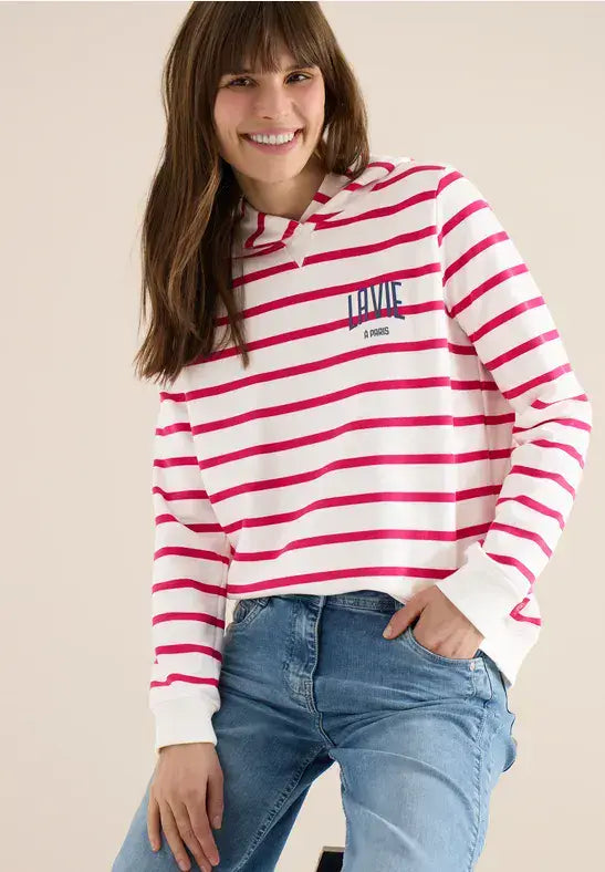 CECIL  Striped Hoody | Beetroot 303809