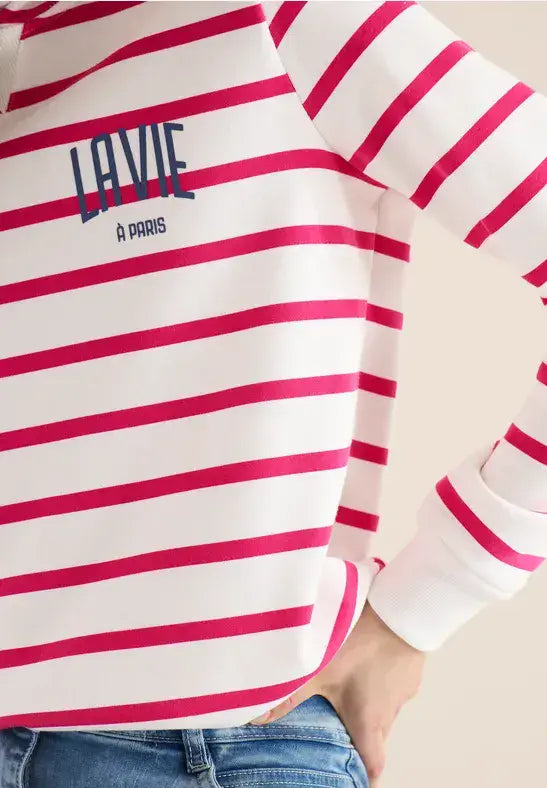 CECIL  Striped Hoody | Beetroot 303809