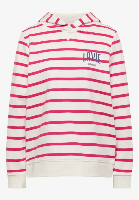 CECIL  Striped Hoody | Beetroot 303809