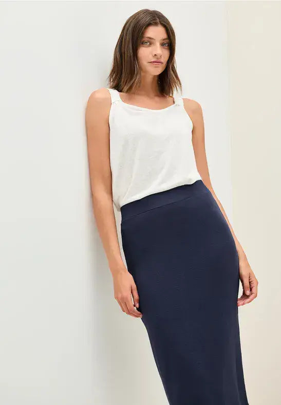 CECIL  Summer Knit Tube Skirt  | Navy 361757