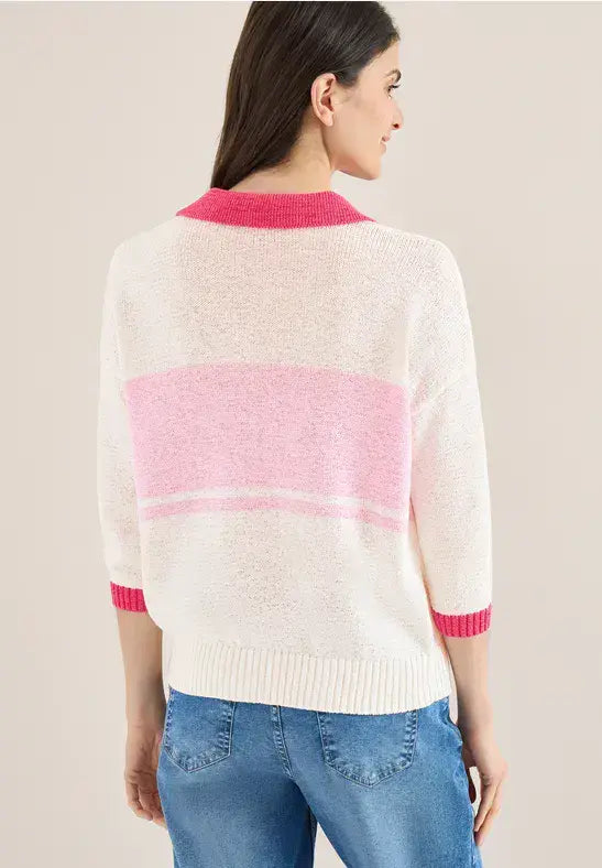 CECIL Tape Yarn Polo | Rose 303816