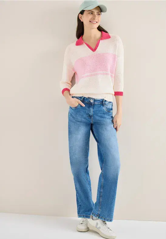 CECIL Tape Yarn Polo | Rose 303816