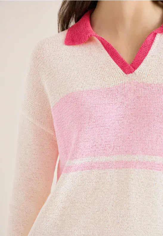 CECIL Tape Yarn Polo | Rose 303816
