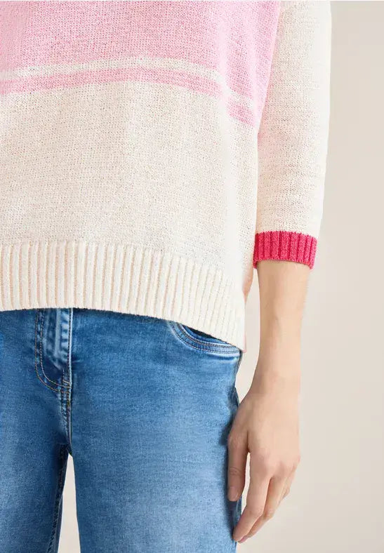 CECIL Tape Yarn Polo | Rose 303816