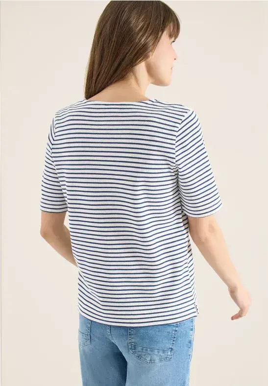 CECIL Waffle T-Shirt | Denim  Blue 324813