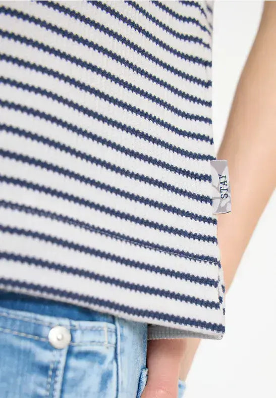 CECIL Waffle T-Shirt | Denim  Blue 324813