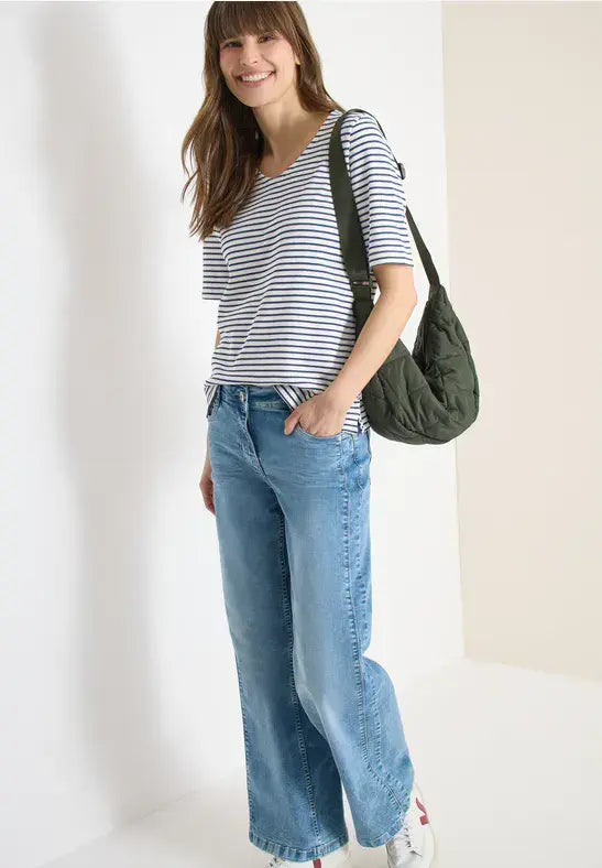 CECIL Waffle T-Shirt | Denim  Blue 324813