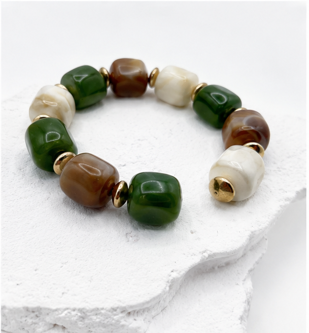 Claren Bijoux Elastic Acrylic Bracelet | Bottle Green BR264