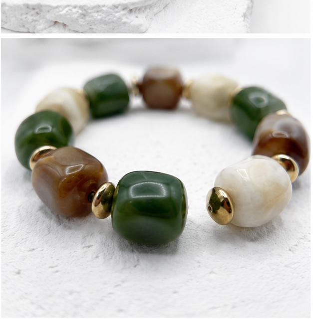 Claren Bijoux Elastic Acrylic Bracelet | Bottle Green BR264
