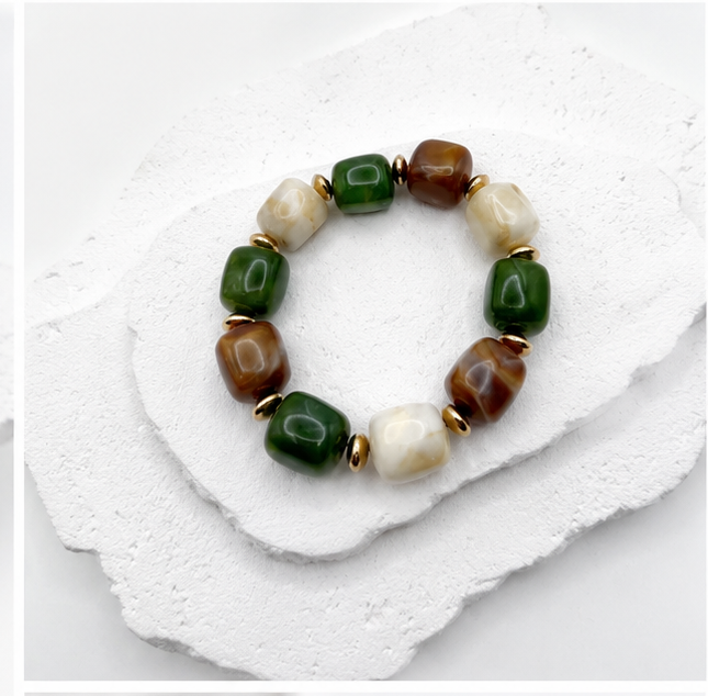 Claren Bijoux Elastic Acrylic Bracelet | Bottle Green BR264