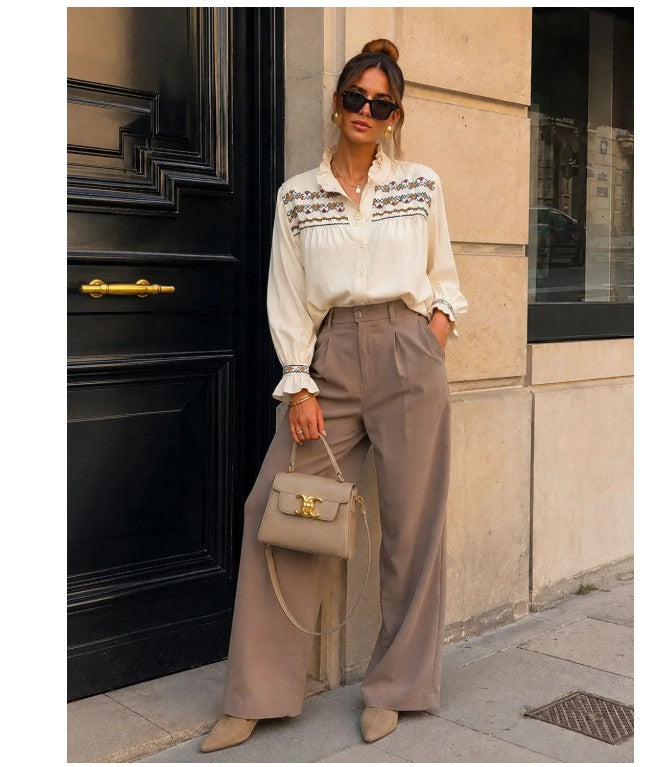 Emma & Ashley Embroidered Shirt | Beige CH-161-MA1