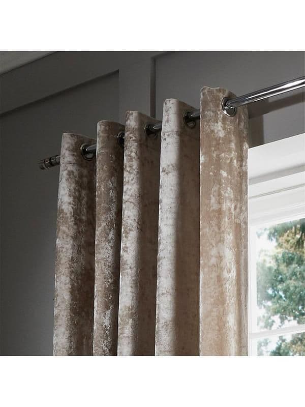 Crushed Velvet Curtains Natural